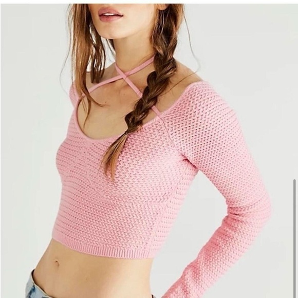 Free People Sweaters - FP Beach Playing Hard To Get Cropped Pink Sweater Top, Size M